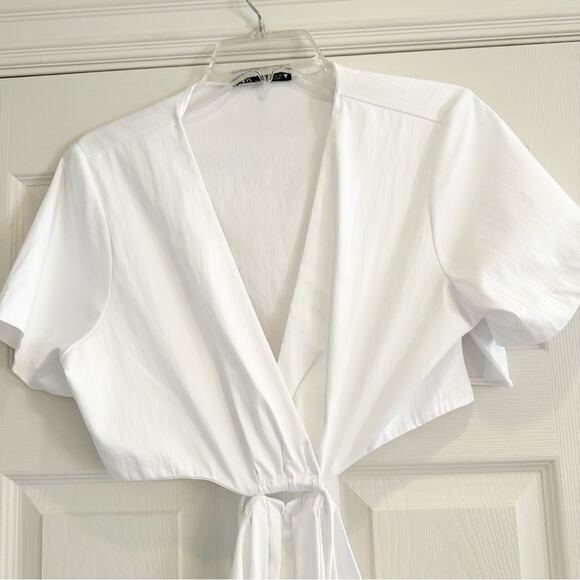 Zara Cut Out White Poplin Dress NWT Size XL SS22 WHITE 7385/084 Casual Summer - Picture 11 of 16